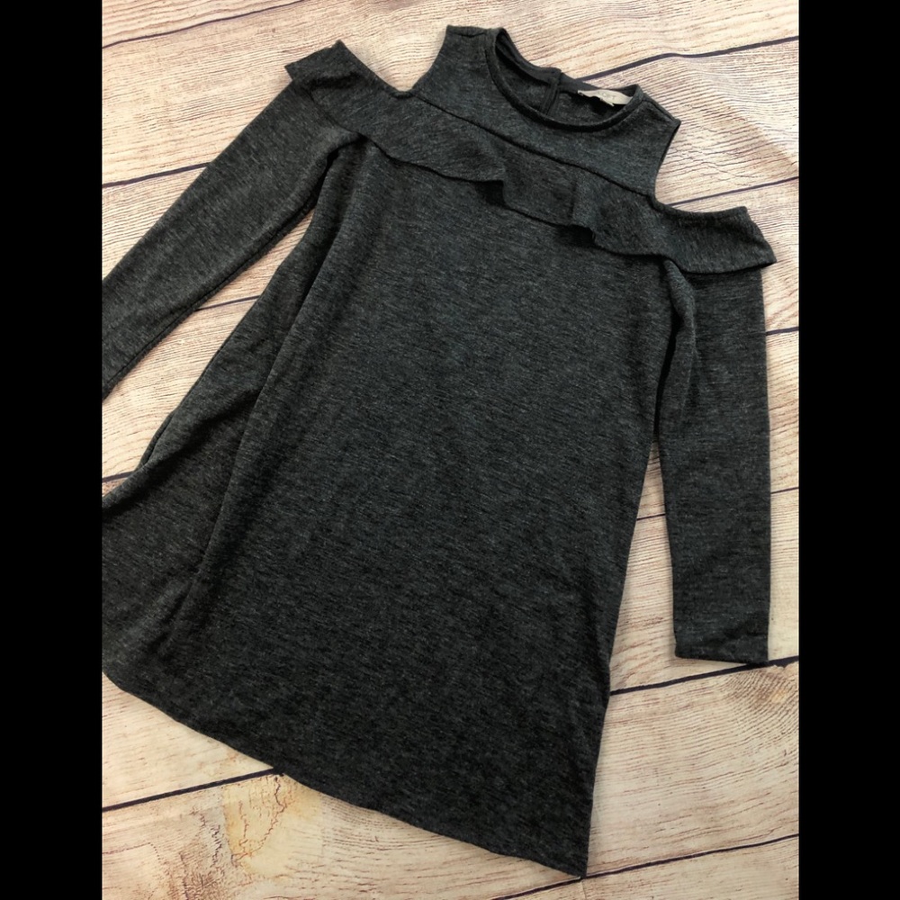 LOFT S cold shoulder ruffle dress